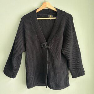 JM Collection Petite Open-Front Cardigan Sweater_Black_Size Petite Small